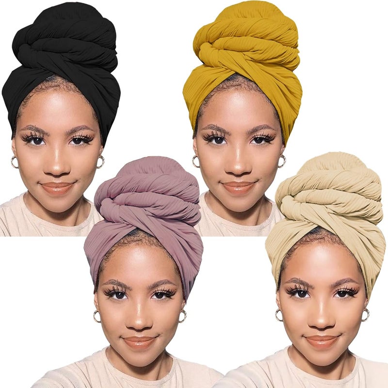 PWEOUKE Head Wraps for Black Women African Head Wrap Lightweight for Women Long Plain Turban Hair Scarf Scarves - Image 1